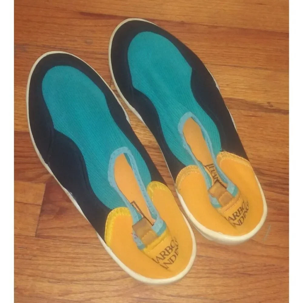 HARBOR LANDING Water Shoes Mens Size 10 Black Turquoise Blue Orange Boat Shoes